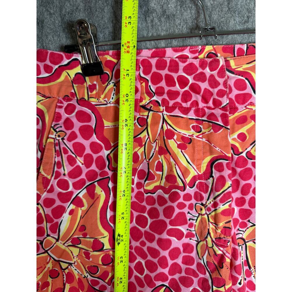 Lilly Pulitzer Liza Pink Orange Womens Size 2 (XS) Butterfly Capri Pants Old Tag - Picture 8 of 9